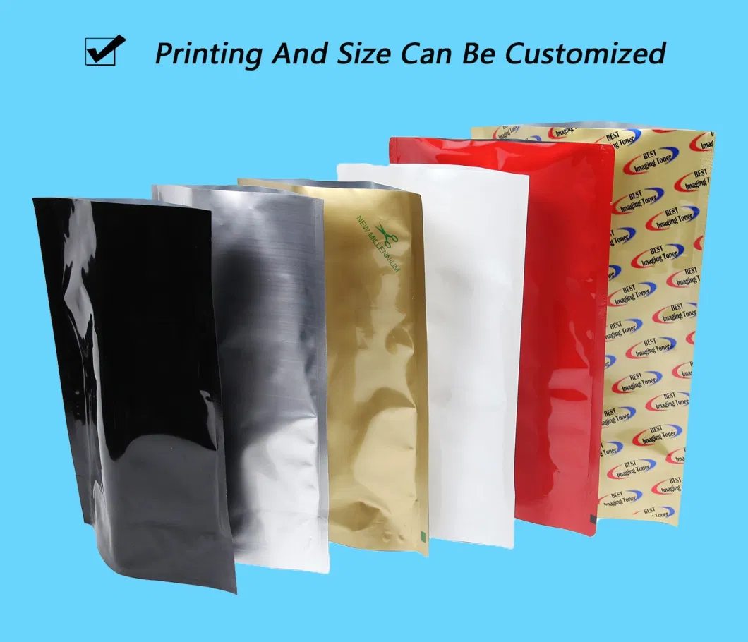 Custom Color Printed Laminated Foil High Moisture Barrier Plastic Vacuum Toner Bag Stand up Bag