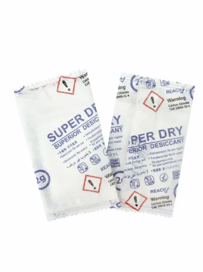 Top Standard 300% 2g Super Dry Calcium Chloride Desiccant Used for Garments, Agricultural Products, Wooden, Electronic